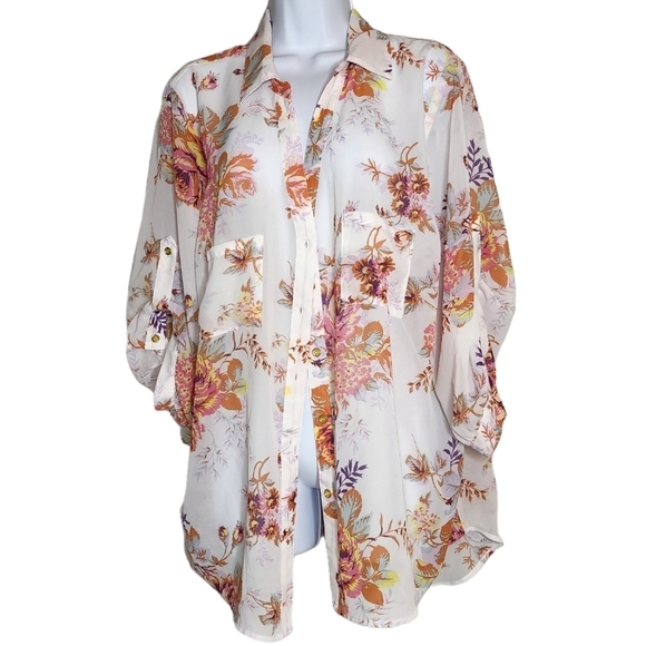 Xhilaration flowy button front blouse. - Picture 1 of 13